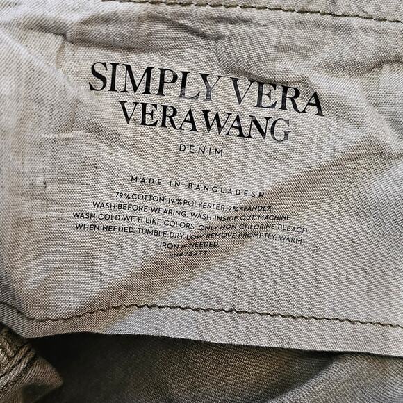 Simply Vera Wang Mid Rise Shorts Denim Bottoms Womens Plus Size 16 Olive Green - Picture 3 of 8
